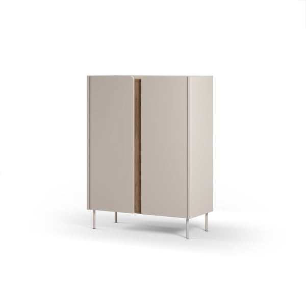 Кремаво-естествено шкафче от декор от дъб  90x120x40 cm Lucile – Marckeric-image-4