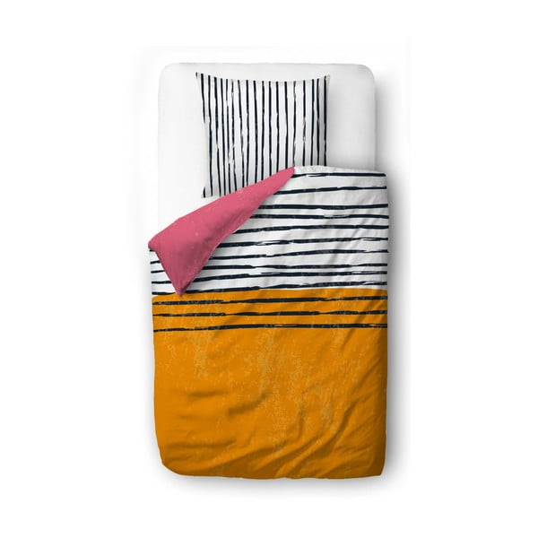 Единично  спално бельо от памучен сатен 140x200 cm Black Stripes in Colors – Butter Kings