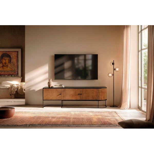 Маса за телевизор от масивно манго в естествен цвят 160x55x40 cm Curve – MOME-image-1