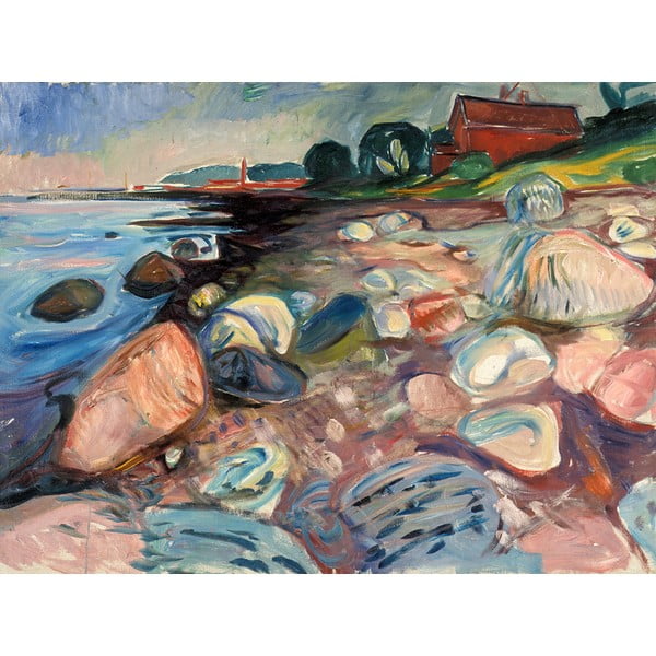 Репродукция на картина на Едвард Мунк - , 70 x 50 cm Shore with Red House - Fedkolor