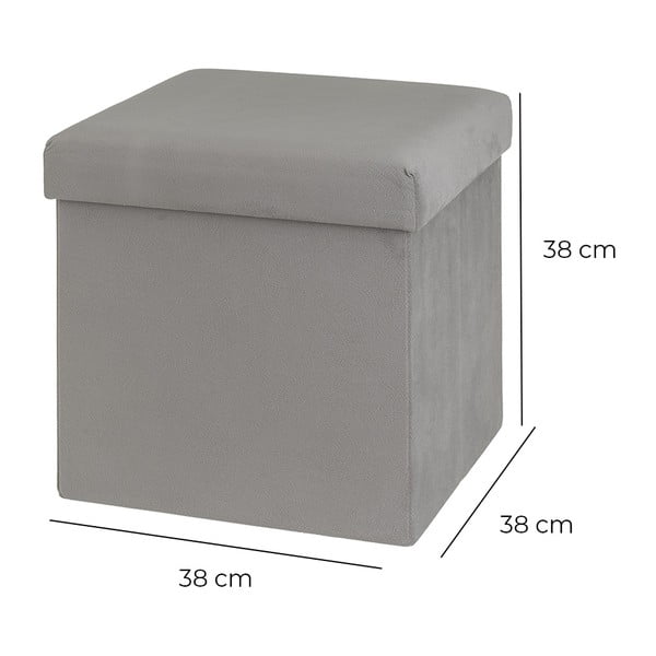 Светлосива кадифена табуретка Estela – Casa Selección-image-2