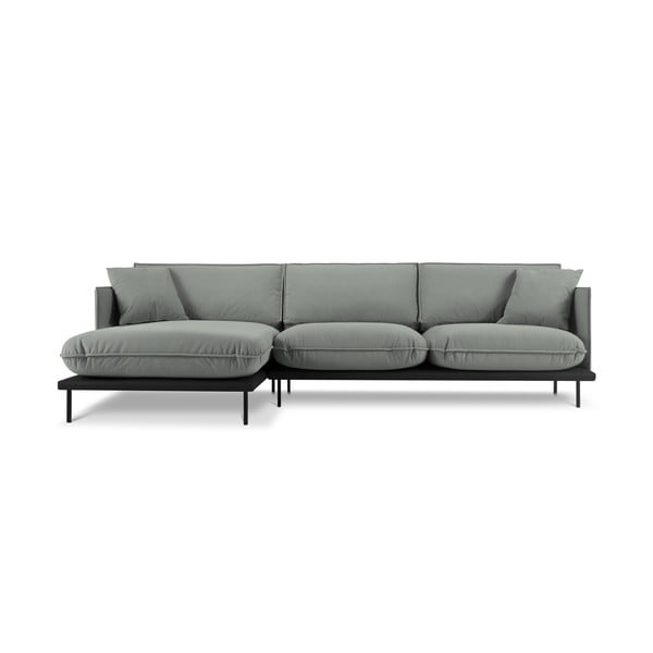 Сив ъглов диван с кадифена повърхност , ляв ъгъл Auguste - Interieurs 86