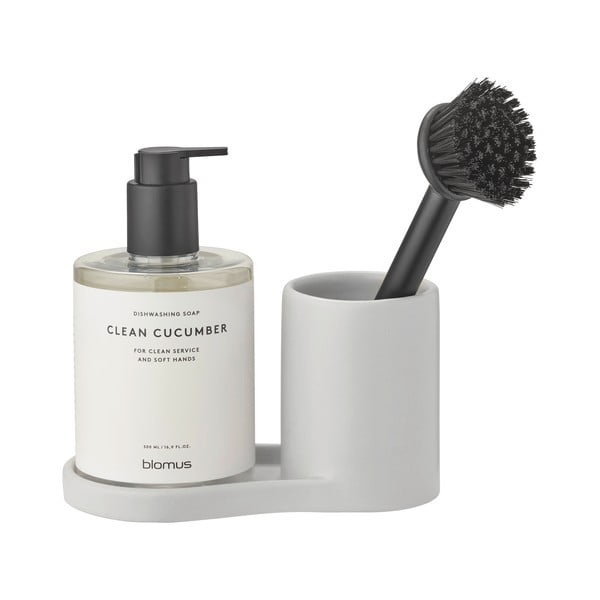 Светлосива стойка за перилни препарати от каменна керамика Piro – Blomus-image-2