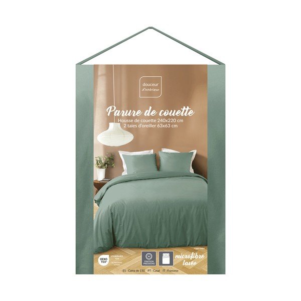 Зелено двойно /удължено 3 части спално бельо от микрофибър 240x220 cm Liam – douceur d'intérieur-image-1