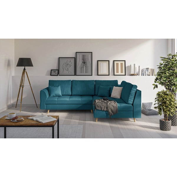 Тюркоазен ъглов диван (десен ъгъл) Ariella - Ropez-image-1