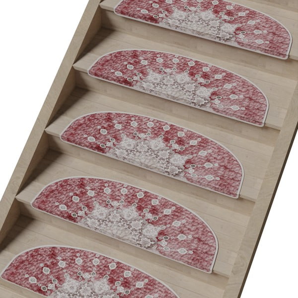 Светлочервени килимчета за стълби в комплект от 16 части 20x65 cm Chakra - Vitaus-image-1