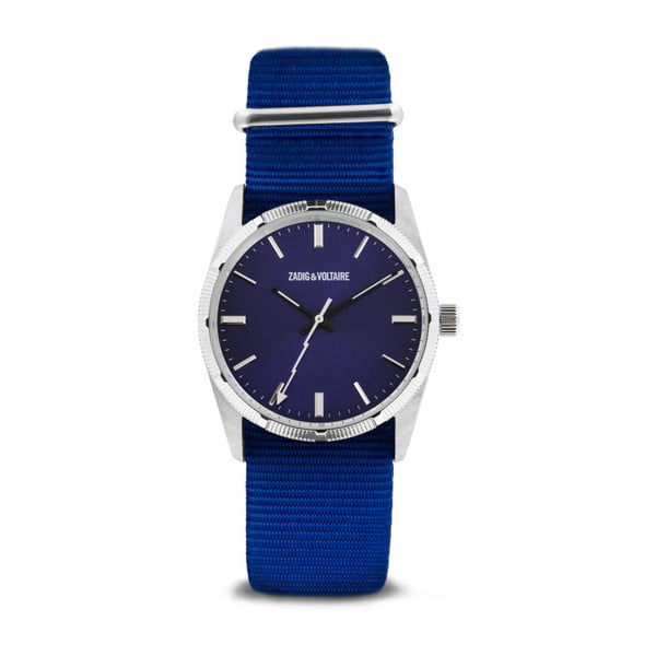 Modré unisex hodinky s nylonovým páskem Zadig & Voltaire
