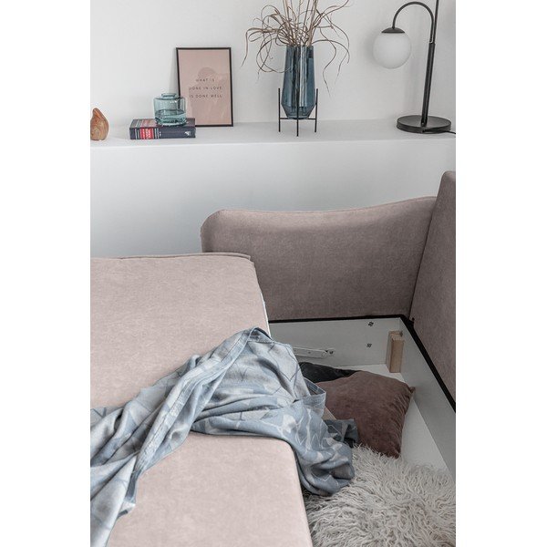 Бежов кадифен разтегателен диван Tender Eddie - Miuform-image-1