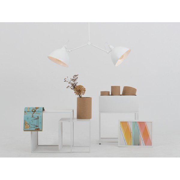 Бяла висяща лампа с метален абажур 104x104 cm Coben - CustomForm-image-2