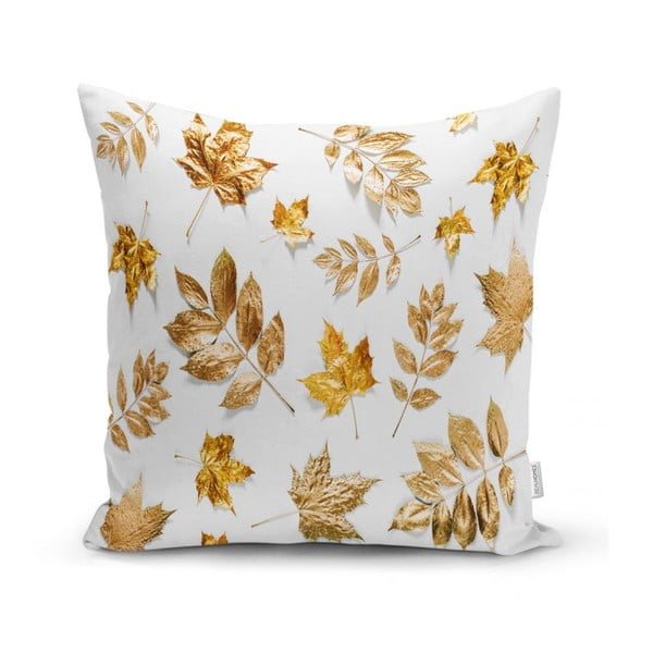 Povlak na polštář Minimalist Cushion Covers Golden Leafes With White BG, 45 x 45 cm