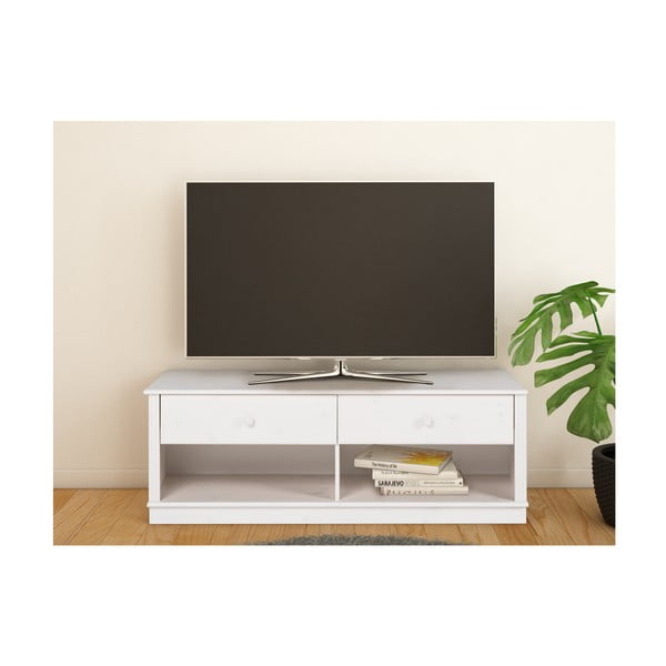 Бяла маса за телевизор от масивен бор 137x47 cm Anita – Støraa-image-1