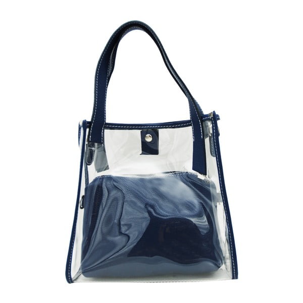 Синя чанта от естествена кожа Transpa Largo - Andrea Cardone