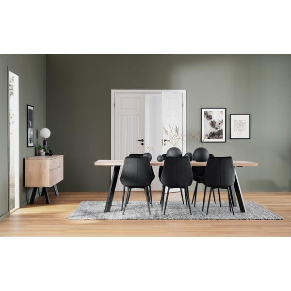 Черни кадифени трапезни столове в комплект от 2 броя Sierra - Rowico-image-2