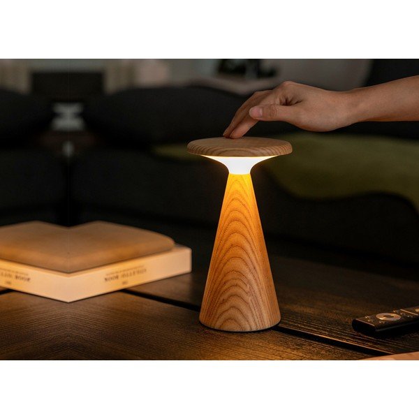 LED настолна лампа в естествен цвят с дървен абажур (височина 21 cm) Sylva – Gingko-image-2