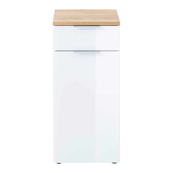 Дъбов нисък шкаф за баня  в бял\естествен цвят 39x86 cm Pescara - Germania