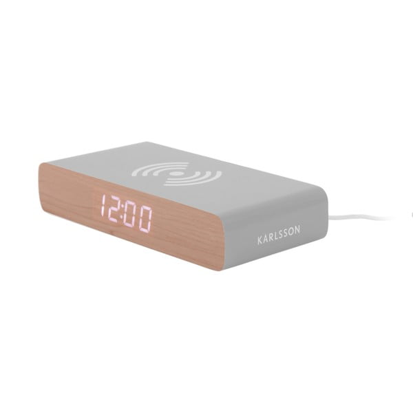 Дигитална аларма с безжично зарядно Retro Flat LED – Karlsson-image-1