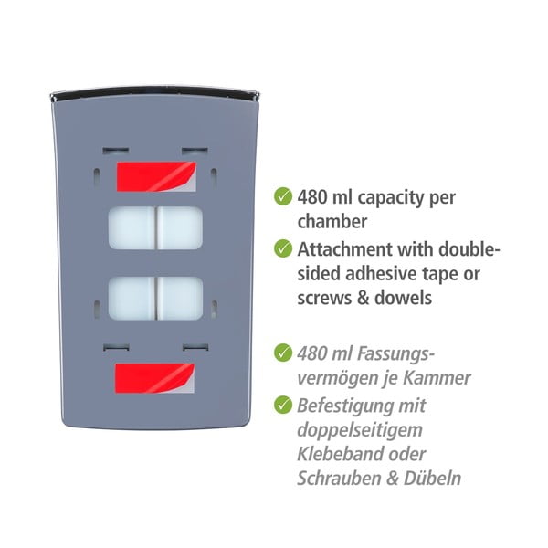 Бял пластмасов диспенсър за сапун, монтиран на стена, 0,96 л Tartas - Wenko-image-3