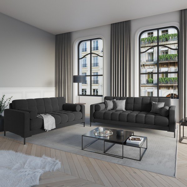 Тъмносив кадифен диван Bali - Cosmopolitan Design-image-1