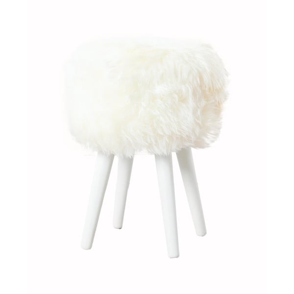 Стол с бяла седалка от овча кожа Бял, ⌀ 30 cm - Native Natural