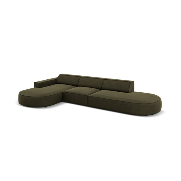 Ъглов диван от зелено кадифе (ляв ъгъл) Jodie - Micadoni Home-image-3