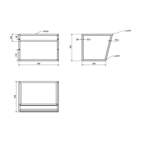 Бяла/черна стоманена стенна стойка за умивалник 60x40 cm Ska – Sapho-image-3