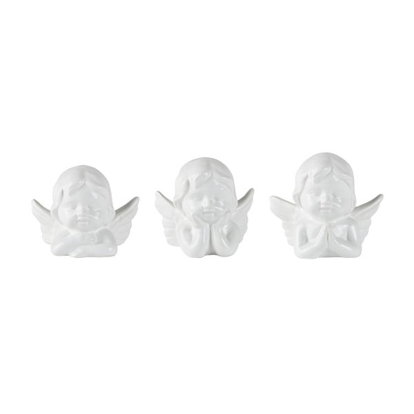Комплект от 3 декоративни керамични ангела, височина 11 см - KJ Collection
