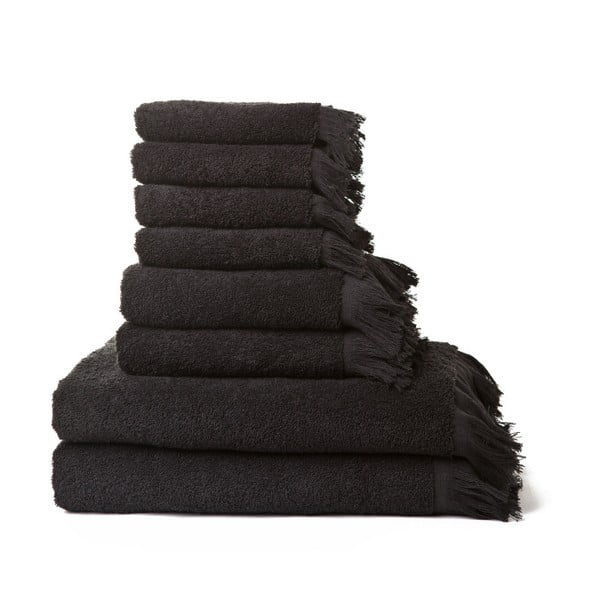 Комплект от 4 черни кърпи и 4 кърпи от чист памук Casa Di Bassi - Casa Di Bassi