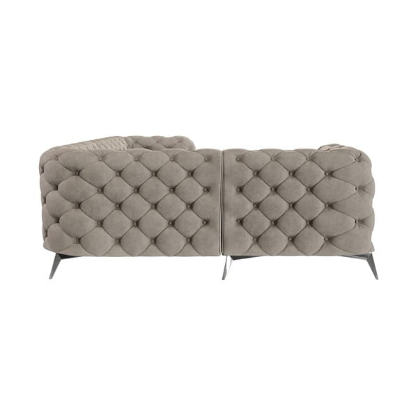 Сиво-бежов кадифен ъглов диван (ляв ъгъл/L форма) Chelsea – Ropez-image-3