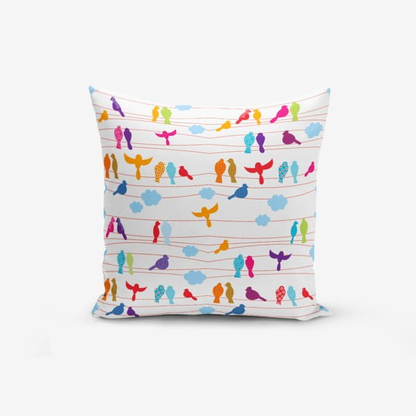 Калъфка за възглавница от памучна смес "Цветна птица", 45 x 45 cm - Minimalist Cushion Covers