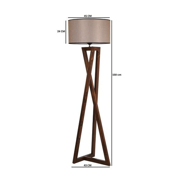 Кафява подова лампа с текстилен абажур (височина 149 cm) Maçka – Opviq lights-image-3