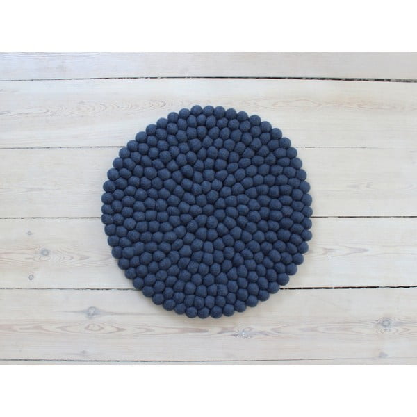 Тъмно синя топка вълна Подложка за стол, ⌀ 39 cm - Wooldot