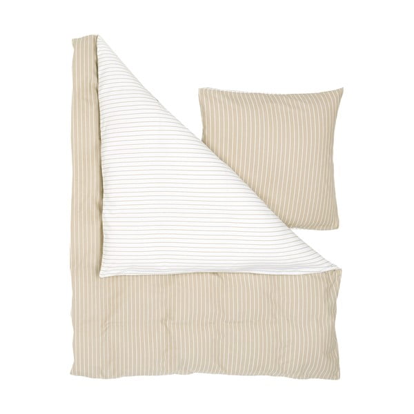 Бяло и бежово фланелено спално бельо за единично легло , 135 x 200 cm Talin - Westwing Collection