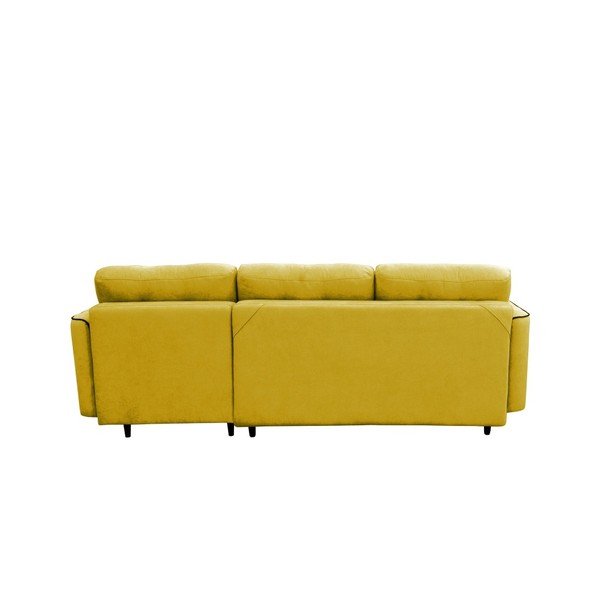 Žlutá rozkládací pohovka s černými nohami Mazzini Sofas Dragonfly, pravý roh-image-1