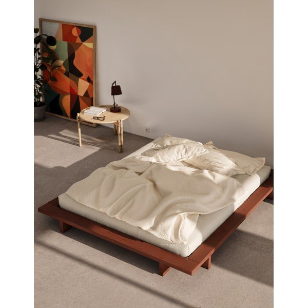 Теракотено двойно легло 140x200 cm от масивен бор без табла с включена подматрачна рамка Japan – Karup Design-image-1