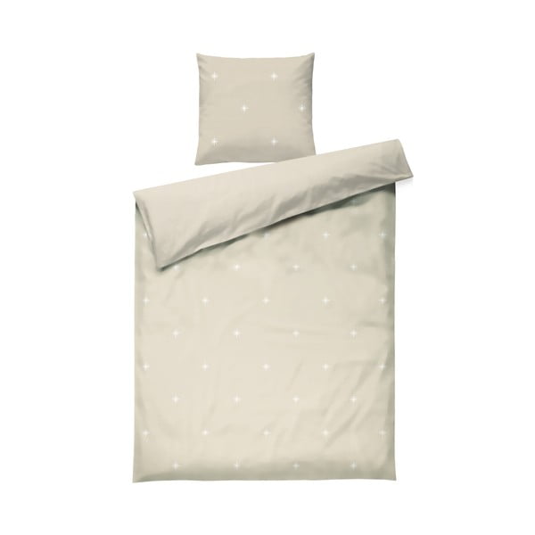 Бежово единично  спално бельо от памук перкал 140x200 cm Christmas Fable – JUNA