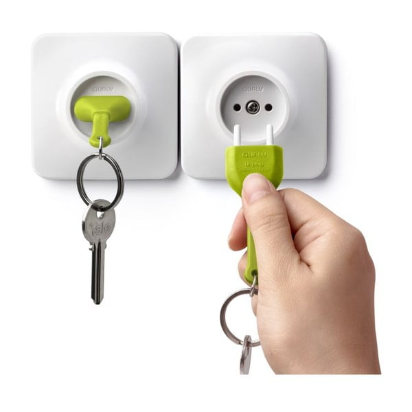 Věšáček na klíče se zelenou klíčenkou Qualy&CO Unplug