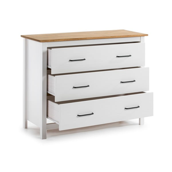 Бял нисък скрин от масивен бор 100x80 cm Miranda – Marckeric-image-3