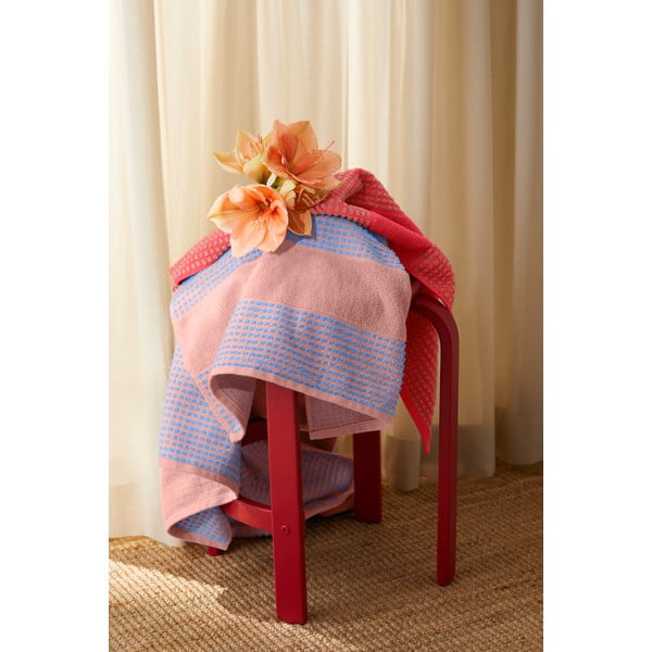 Червена хавлиена кърпа от органичен памук от тери 70x140 cm Check – JUNA-image-4