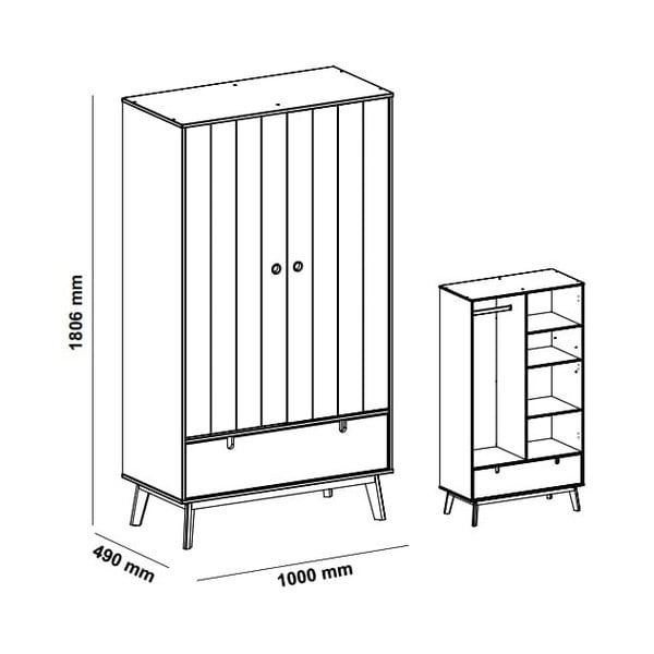 Зелен детски гардероб с крака от борова дървесина Kiara - Marckeric-image-4
