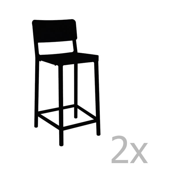 Комплект от 2 черни бар столове, подходящи за открито Lisboa Simple, височина 92,2 cm - Resol