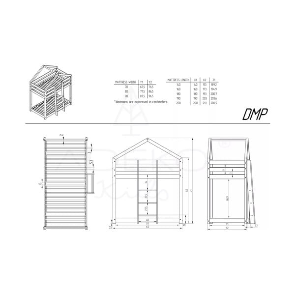 Двуетажно легло тип къща от борова дървесина Mila DMP, 80 x 160 cm - Adeko-image-3