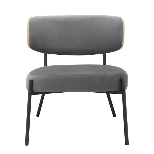 Сив кадифен фотьойл с табуретка Jerry – Støraa-image-3