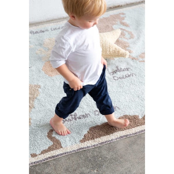 Памучен ръчно изработен детски килим подходящ за пране 140x200 cm Vintage Map – Lorena Canals-image-4