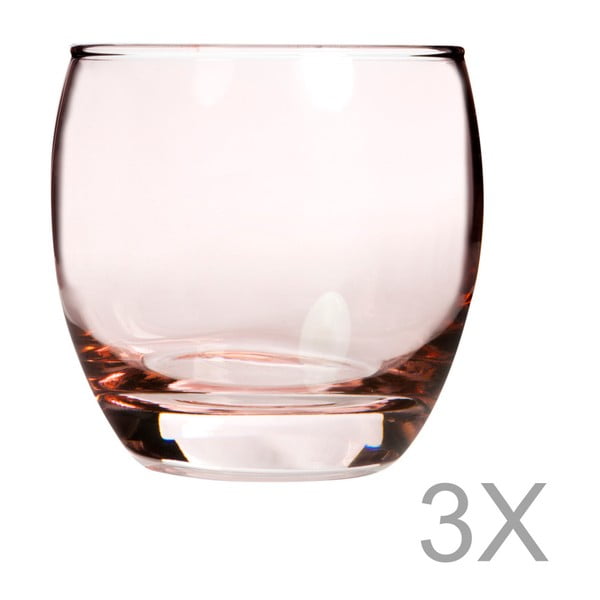 Sada 3 růžových skleniček Mezzo, 200 ml