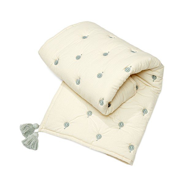 Светложълто/синьо  олекотено бебешко одеяло от органичен памук 90x120 cm Balloon – Cam Cam Copenhagen