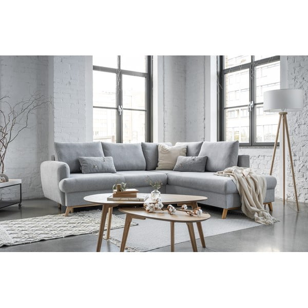 Светлосив разтегателен/с място за съхранение ъглов диван (десен ъгъл/L форма) Scandic Lagom – Miuform-image-4