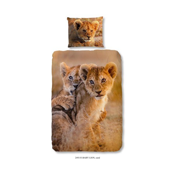 Памучно спално бельо за единично легло Baby Lion, 140 x 200 cm - Good Morning-image-1