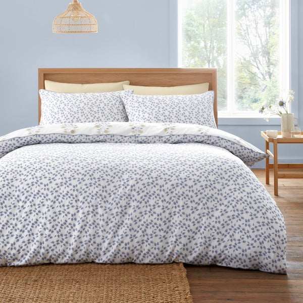 Бяло двойно удължено спално бельо от дамаск 230x220 cm Eloise Floral – Bianca-image-2