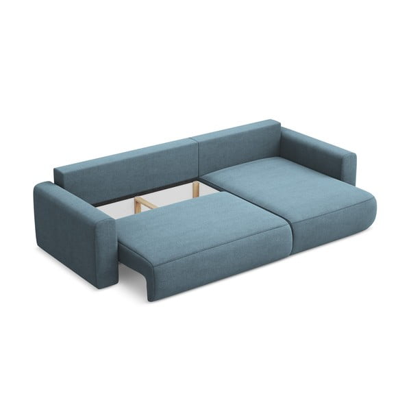 Светлосин разтегателен ъглов диван с място за съхранение (десен ъгъл) Kapua – Makamii-image-3
