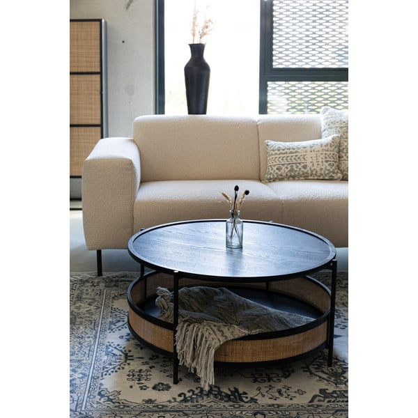 Kръгла масичка за кафе в черен и естествен цвят ø 80 cm Makoto – White Label-image-1